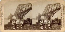 Stereo View by Strohmeyer & Wyman  -  The Forth Rail Bridge and kilts