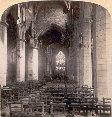Enlargement of an image from a Stereo View inside St Giles Cathedral in the Royal Mile, Edinburgh - by Stromheyer & Wyman