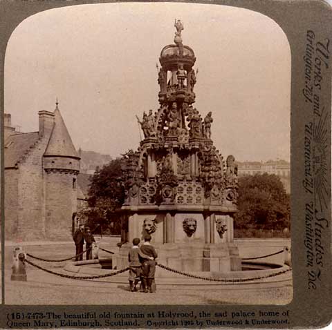 Enlargement from a Stereo View of the Fountain at Holyrood Palace - Underwood & Underwood