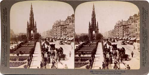 Underwood & Underwood - stereo view of Princes Street - looking to the west towards the Scott Monument from Waverley