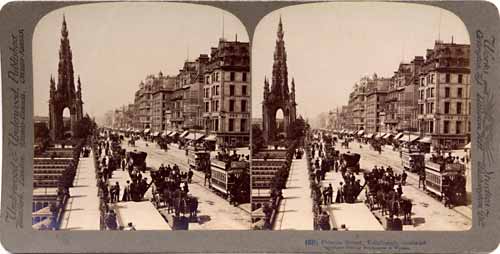 Underwood & Underwood  -  Stereo View of Princes Street - looking to the west from Waverley towards the Scott Monument