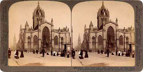 Stereo View of St Giles Cathedral in the Royal Mile - Underwood & Underwood