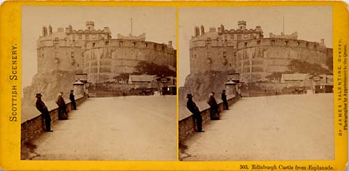 Stereoscopic Views by Valentine  -  Edinburgh Castle and Esplanade