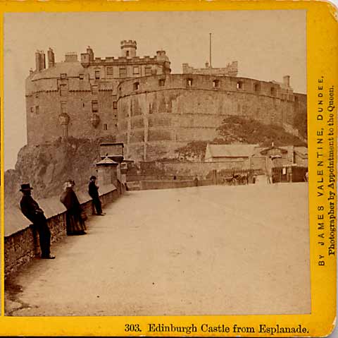 Enlargement from James Valentine Stereo View  -  Edinburgh Castle and Esplanade