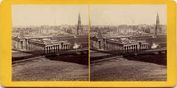 Stereoscopic View by Valentine - Looking to the north-east across  the Mound towards the National Galleries, Princes Street and the Scott Monument