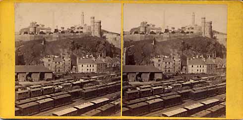 GW Wilson stereo card - Calton Hill from the North Bridge