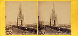 Stereo view by George Washington Wilson - The Scott Monument and Carriages in Princes Street