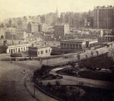 GW Wilson stereo card - Waverley Bridge and Old Town from Princes Street