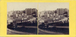 GW Wilson stereo card - Waverley Bridge and Old Town from Princes Street