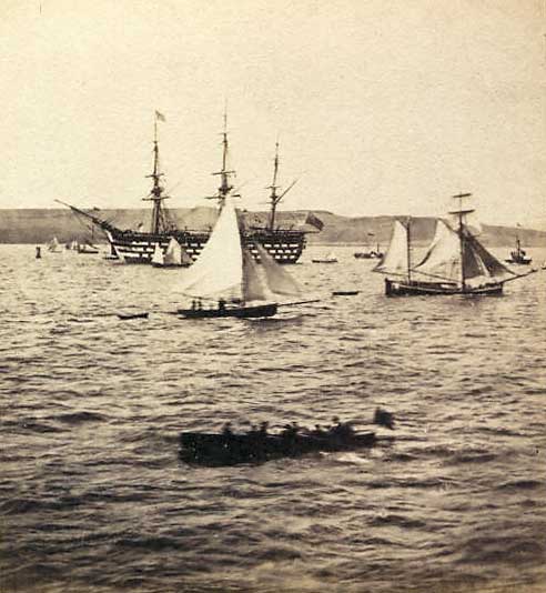 Enlargement of a stereo view by G W Wilson  -  An instantaneous view of 'Royal Albert' in the Firth of Forth