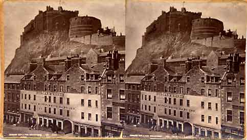 Stereoscopic View by GW Wilson  -  Edinburgh Castle from the Grassmarket