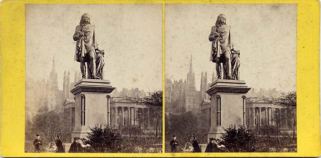 GW Wilson stereo card - Wilson's Statue, Edinburgh