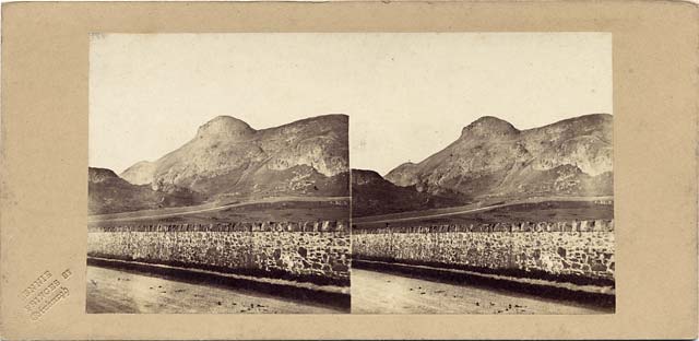 A stereo view by an unidentified photographer  -  Arthur's Seat from Old Dalkeith Road