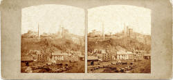 A stereo view by an unidentified photographer  -  Calton Hill and the Railway to the east of Waverley Station