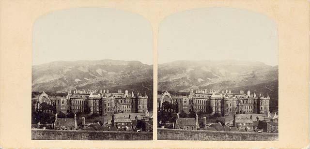 A stereo view by an unidentified photographer  -  Holyrood Abbey and Palace