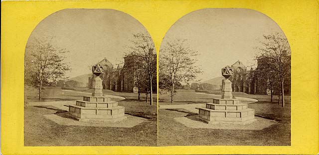 A stereo view by an unidentified photographer  -  Holyrood Abbey and Palace