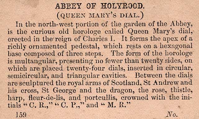  The back of a stereo view by an unidentified photographer  -  Holyrood Abbey and Palace