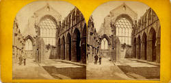 Stereo View of Holyrood Abbey, with two figures in the scene  -  Photographer not identified