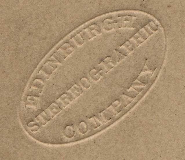 A blind stamp on a stereo view by an unidentified photographer  -  The Martyrs' Tomb, Greyfriars' Churchyard