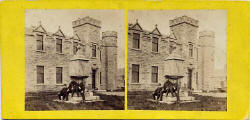 A stereo view by an unidentified photographer  -  Sundial at Portobello Castle