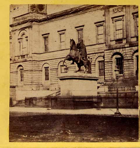Left hand image from an early pair of stereo photos  -  Register House and the Statue of Wellington