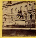 Left hand picture from an early stereo pair  -  Register House and statue of the Duke of Wellington