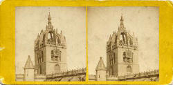 Enlargement of a  stereo view by an unidentified photographer   -  The Steeple of St Giles' Cathedral in the Royal Mile, Edinburgh