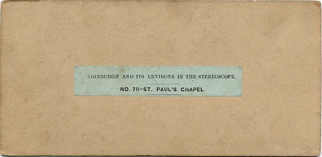 The back of a stereo view by an unidentified photographer  -  St Paul's Chapel, York Place
