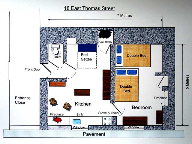 Lay out inside No 18, East Thomas Street