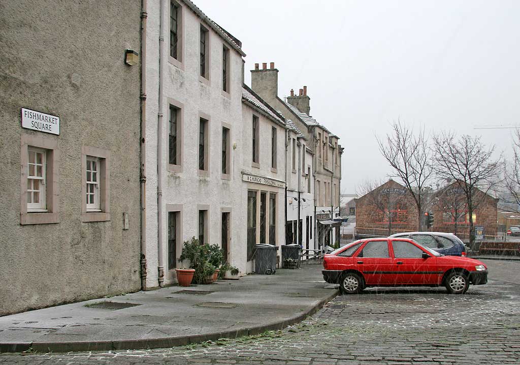 Looking to the north across Fishmarket Square from Newhaven Main Street