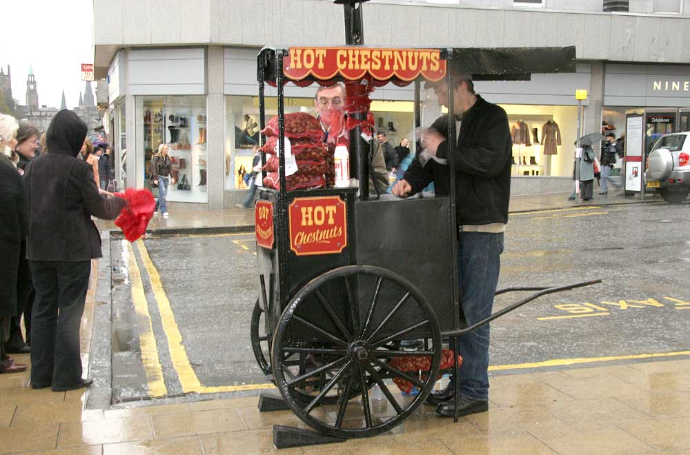 Hot Chestnut Stall at the corner of Frederick Street and Princes Street  -   November 2005