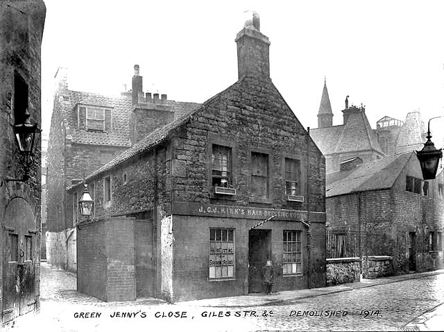 JCJ Kirk's Hairdressing Rooms, Green Jenny's Close, Giles Street, Leith - Demolished 1914