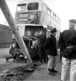 Granton Road  -  Road Accident  -  Bus hits lamp post, 1974