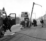 Granton Road  -  Road Accident  -  Bus hits lamp post, 1974