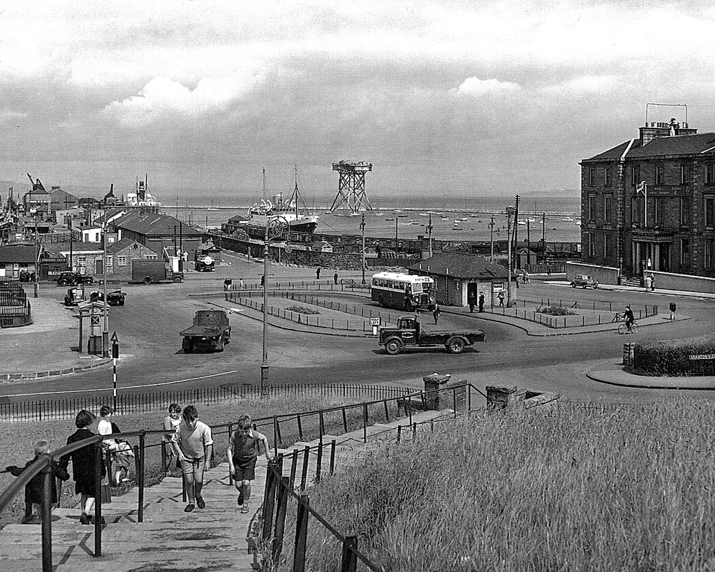Looking down on Granton Square and across to Granton Harbour  -  Photograph possibly taken around 1950