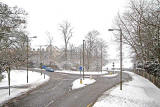 View form the top deck of a No 23 bus travelling to the west along Greenbank Drive towards the junction with Glenlockhart Road  -   Christmas Eve, 2009