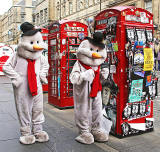 Fringe Performers dressed as Snowmen in the High Street  -  August 2013
