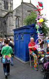 Police Box and Street Entertainer in the High Street, during the Edinburgh Festival Fringe, 2010