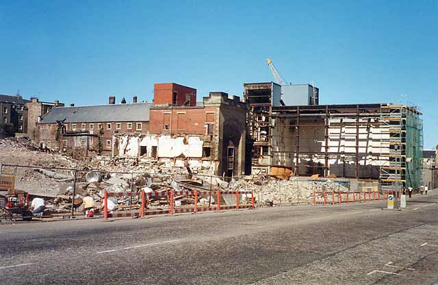Demolition of brewery buildings in Holyrood Road  -  1995