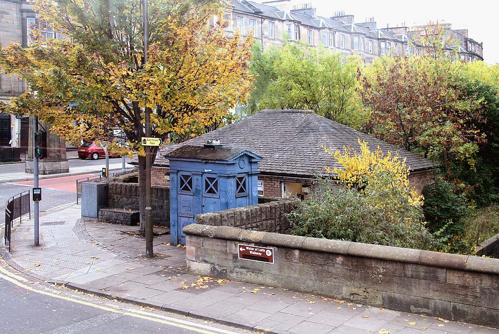 Police Box at Howard Place, beside the Water of Leith, on the corner of Brandon Terrace and Inverleith Row - Photographed October, 2010