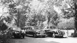 Students' cars parked in the front garden of No 35 Inverlieth Terrace  -  around 1968