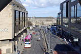 Looking to the north down Leith Street from the pedestrian bridge over the street