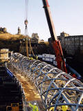 Installing the new bridge over Leith Street on 23 November 2003
