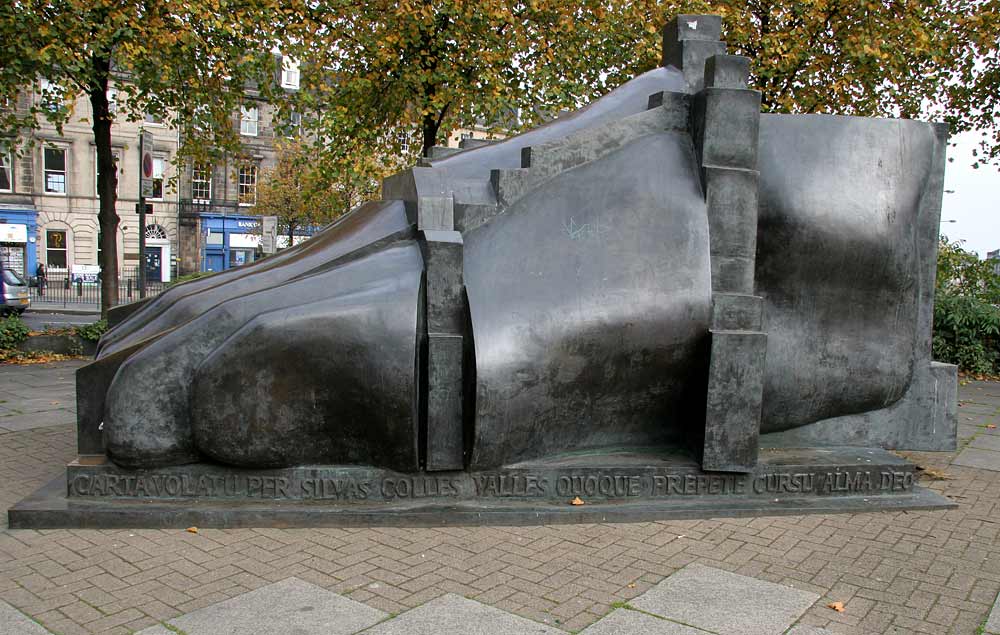 Sculptures on the pavement outside St Mary's Cathedral at the top of Leith Walk  - 'Foot'  by Eduardo Paolozzi