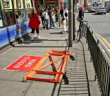 Road sign on the pavement at tht foot of Leith Walk