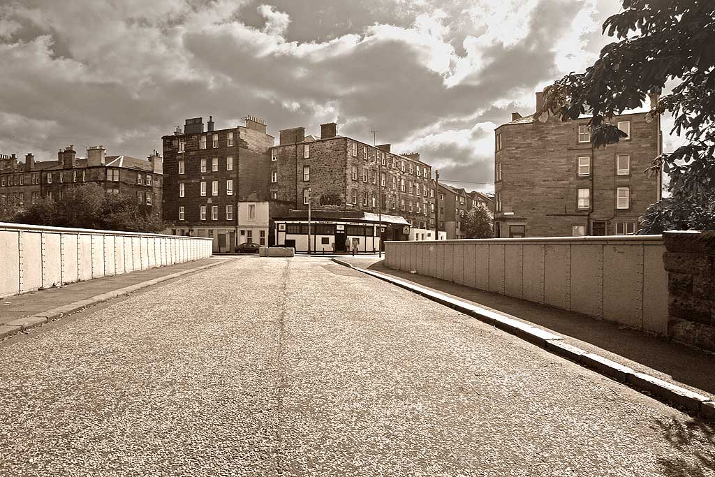 Looking across Lindsay Road railway bridge towards North Fort Street