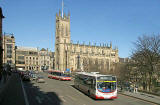 Looking north down Lothian Road towards the West End of Princes Street and St John's Church