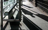 Shadows at the bus shelter beside the Caledonian Hotel in Lothian Road