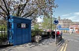 Police Box near the foot of Market Street, at the SE corner of Princes Street Gardens  -  2012