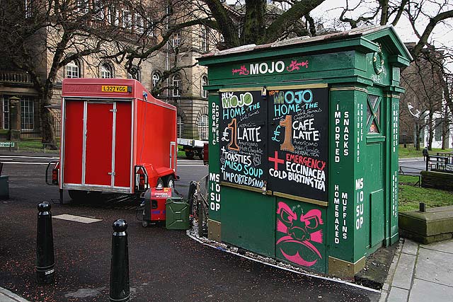 Police Box at Lauriston Place, and Police Box Coffee Bar at the northern end of Middle Meadow Walk